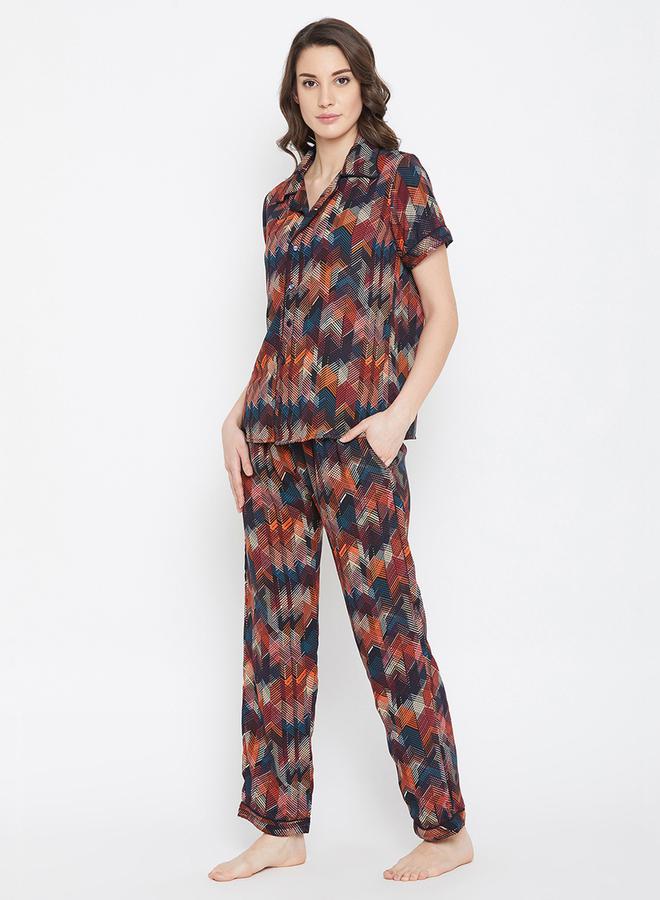 Clovia Women Multicolor Printed Cotton Pyjama Set - Image 2