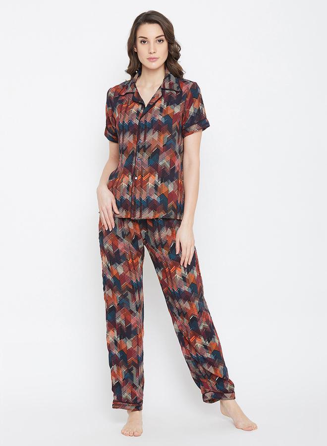Clovia Women Multicolor Printed Cotton Pyjama Set - Image 1