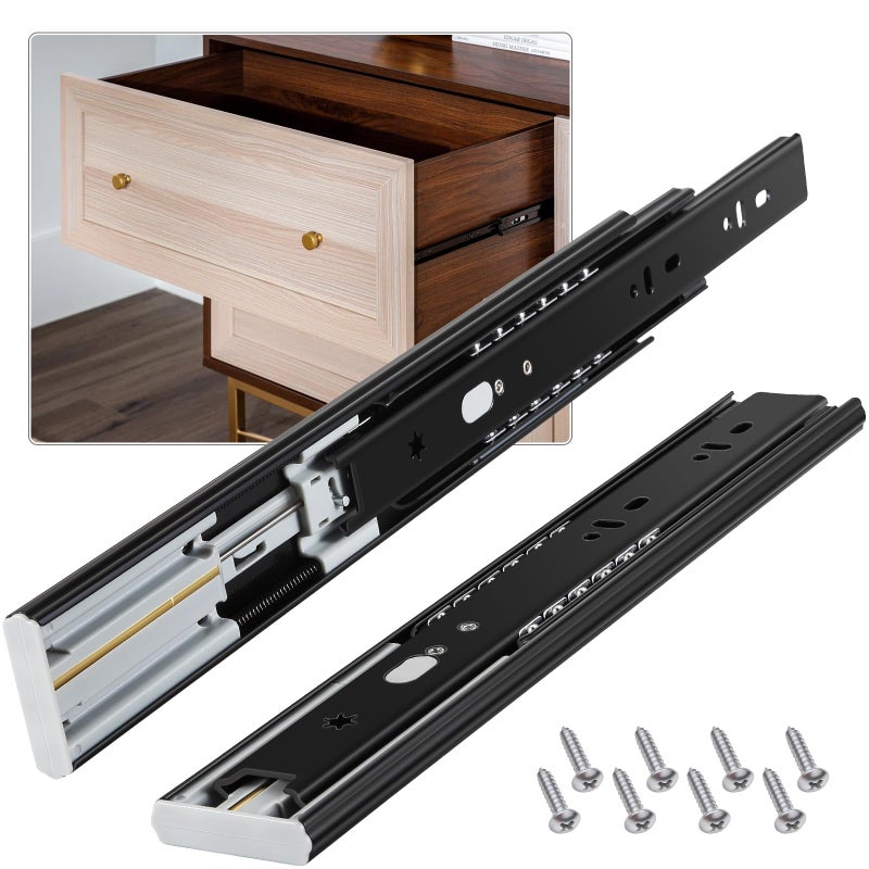 VAGUDE Soft Close Drawer Slides 1 Pair Full Extension 12 14 16 18 20 22 24 inch Side Mount Pull Out Kitchen Cabinet Rails Bracket Replacement Ball Bearing Tracks kit Guide Runner 100 LB Capacity - Image 1