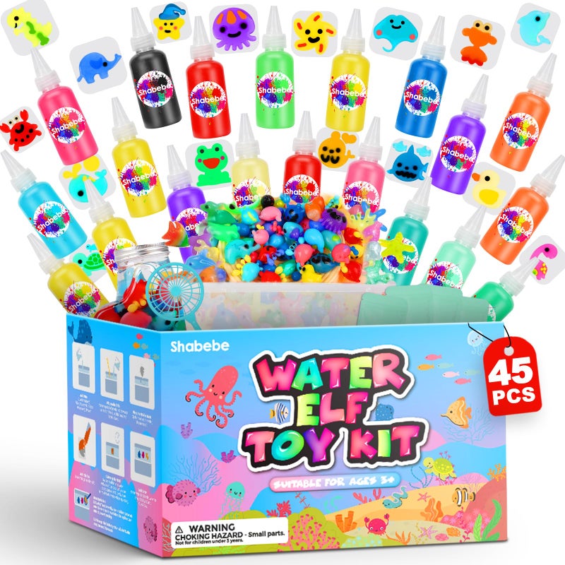 Shabebe Magic Water Elf Toy Kit 20 Magic Gels 2 GlowinTheDark 18 Sea Creature Molds DIY Aqua Fairy Water Gel Crafts Toy Make Water Pets Squishy Figures Fun Birthday Gift for Kids Ages 3 - Image 2