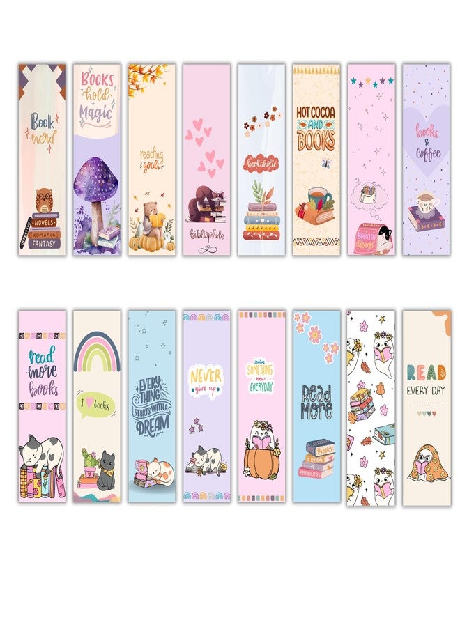 EKDALI Bookmarks Set of 16| 350 GSM Thick Book Marks| Matte Finished NO Repeat Designs Motivational Quotes Theme Bookmark |Size 2 x 6 inches - Image 1