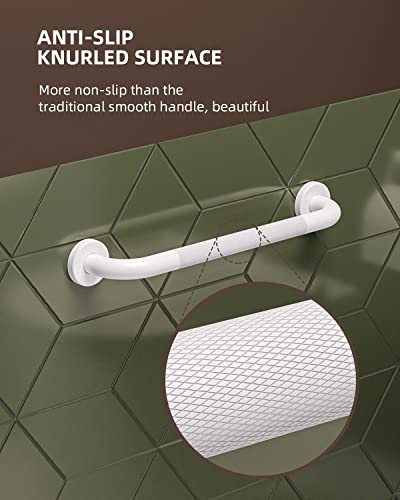 ZUEXT 16 Inch Oil Rubbed White Shower Grab Bar w/Anti Slip Grip, ZUEXT Stainless Steel Bath Grab Bar,Bathroom Balance Bar, Wall Mount Safety Handrail Support, Handicap Injury Elderly Senior Assist Handle - Image 4