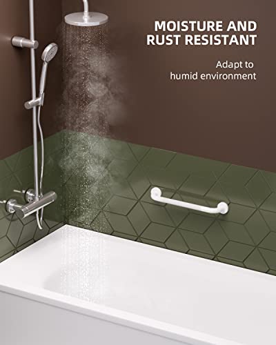 ZUEXT 16 Inch Oil Rubbed White Shower Grab Bar w/Anti Slip Grip, ZUEXT Stainless Steel Bath Grab Bar,Bathroom Balance Bar, Wall Mount Safety Handrail Support, Handicap Injury Elderly Senior Assist Handle - Image 5