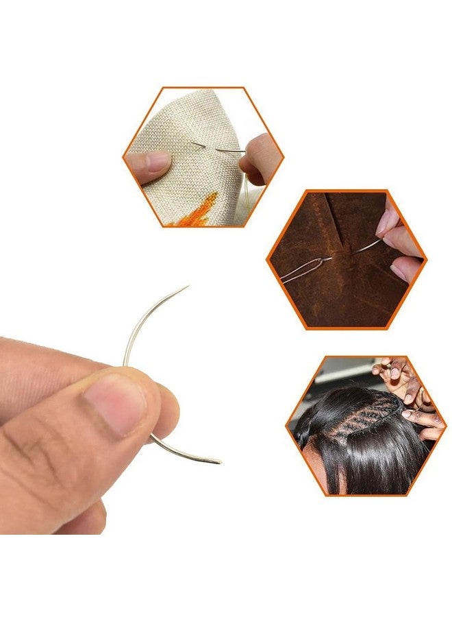 Embroiderymaterial إبرة من الفولاذ المقاوم للصدأ على شكل C مع عين كبيرة (إبر لتجديل الشعر) للخياطة اليدوية، والتجديل، والتزيين، والتطريز في المناطق الضيقة أو الصعبة الوصول إليها (2.2 بوصة، 5 قطع) - Image 4