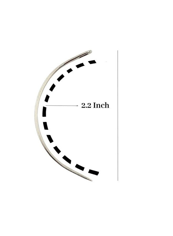 Embroiderymaterial إبرة من الفولاذ المقاوم للصدأ على شكل C مع عين كبيرة (إبر لتجديل الشعر) للخياطة اليدوية، والتجديل، والتزيين، والتطريز في المناطق الضيقة أو الصعبة الوصول إليها (2.2 بوصة، 5 قطع) - Image 2