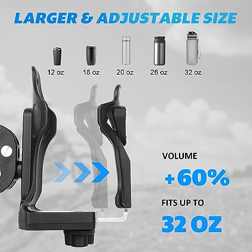 DEGUM Upgraded Motorcycle ATV Cup Holder Anti Theft, Extra Large Bike Water Bottle Holder 1.95 – 3.6 inch Universal Size, Drink Holder Handlebar with Metal Clamp for Scooter Boat Stroller Wheelchair - Image 2