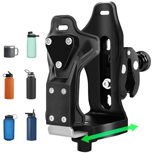 DEGUM Upgraded Motorcycle ATV Cup Holder Anti Theft, Extra Large Bike Water Bottle Holder 1.95 – 3.6 inch Universal Size, Drink Holder Handlebar with Metal Clamp for Scooter Boat Stroller Wheelchair - Image 1