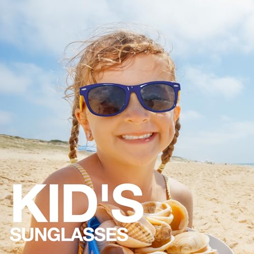 RIVBOS Kids Sunglasses with Strap Polarized UV Protection Flexible Rubber Shades for Boys Girls Age 3-10 RBK004-2 Dark Blue - Image 2