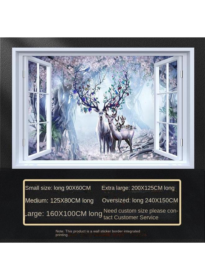 Bluejw Fake Window Self-adhesive 3D Wall Stickers Living Room Decorative Painting Bedroom Landscape Nature Waterproof Wall Stickers Wallpaper - Image 1