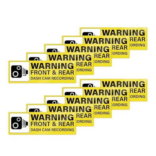 YIKIADA 10 Pack Warning Front Rear Dash Cam Recording Sticker 6 × 2 Inches Vinyl Removable Waterproof Self Adhesive Car Decal for Vehicle Window Outside - Image 1