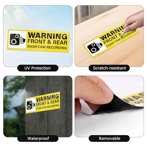 YIKIADA 10 Pack Warning Front Rear Dash Cam Recording Sticker 6 × 2 Inches Vinyl Removable Waterproof Self Adhesive Car Decal for Vehicle Window Outside - Image 5