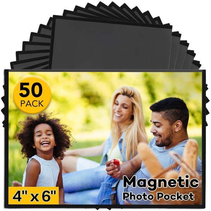 50 PACK MAGNETIC PICTURE FRAME 4 X 6 INCHES FRIDGE MAGNETIC PHOTO FRAMES MAGNETIC PHOTO FRAMES FOR REFRIGERATOR HOME SCHOOL OFFICE BLACK