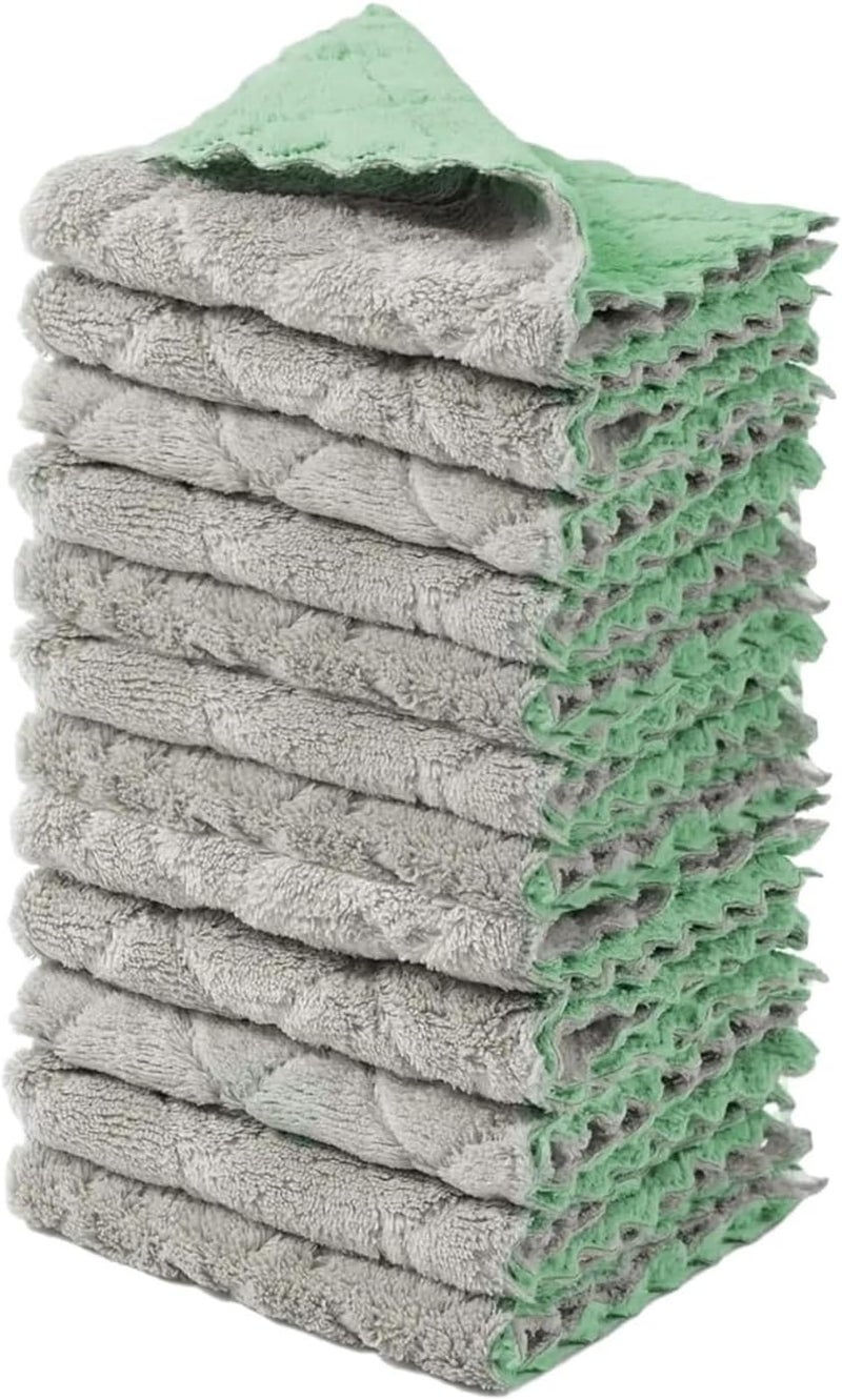 Thickened Cleaning Cloths for Kitchen and Household (1 to 12-Pack Options)(Green,12pcs) - Image 1