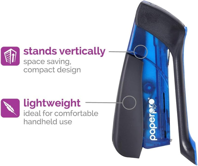 PaperPro Compact Classic Desktop Stapler, 15 Sheet Capacity, No Effort, One Finger, 80% Easier Stapling, Blue - Image 4