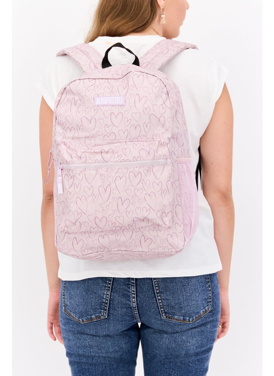 Aeropostale Women Heart Print Backpack 32 L x 44 H x 13 W cm, Old Pink Combo  - Image 3
