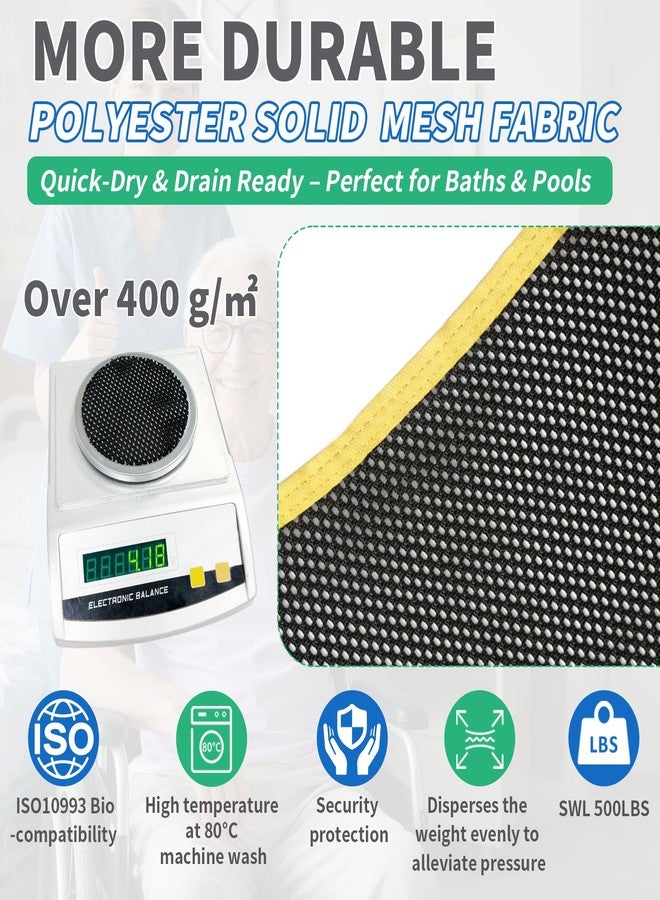 EHUSPU 500lbs Full Body Patient Lift Sling - Heavy Duty Mesh Transfer Sling for Wheelchair, Toilet & Shower - Breathable Sling with Wide Padding & Color-Coded Loops(S) - Image 4