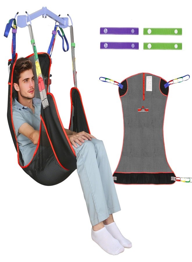EHUSPU 500lbs Full Body Patient Lift Sling - Heavy Duty Mesh Transfer Sling for Wheelchair, Toilet & Shower - Breathable Sling with Wide Padding & Color-Coded Loops(S) - Image 1