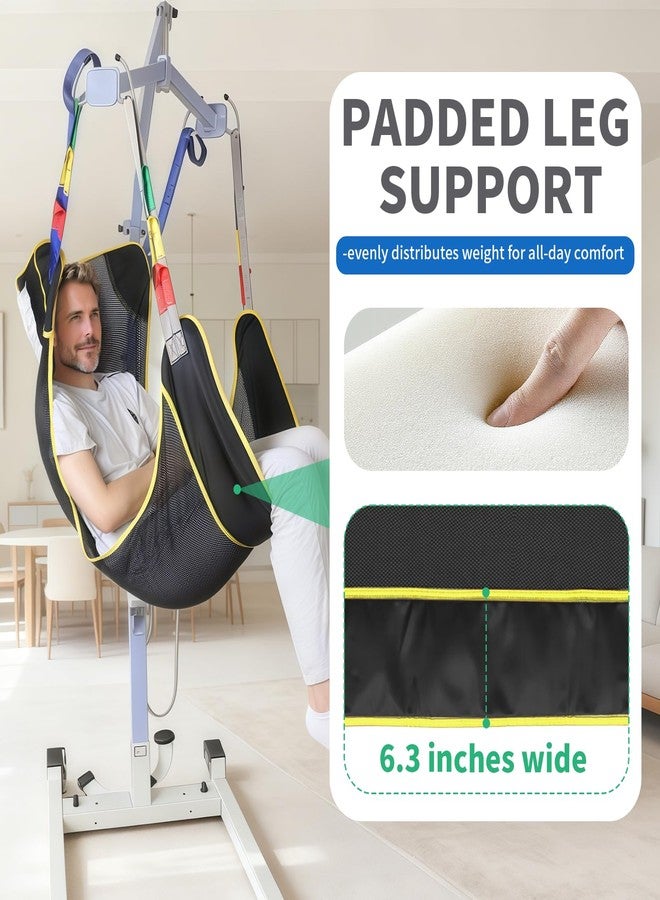 EHUSPU 500lbs Full Body Patient Lift Sling - Heavy Duty Mesh Transfer Sling for Wheelchair, Toilet & Shower - Breathable Sling with Wide Padding & Color-Coded Loops(S) - Image 5