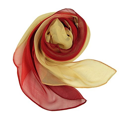 PANTONIGHT Long Chiffon Sheer Scarf Gradient - Pantonight Orange Red Shaded Colors Lightweight Scarf For Womens (Color 089) - Image 2
