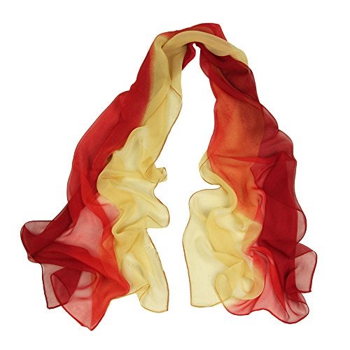 PANTONIGHT Long Chiffon Sheer Scarf Gradient - Pantonight Orange Red Shaded Colors Lightweight Scarf For Womens (Color 089) - Image 5