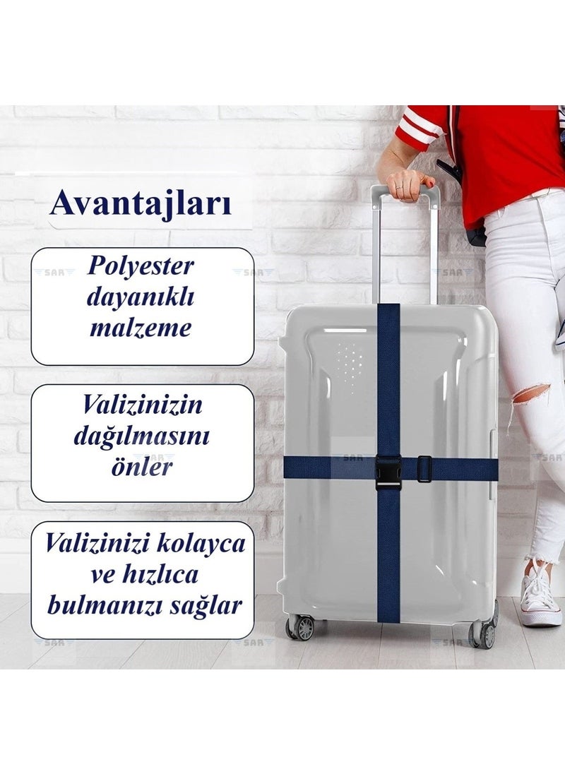 Sar - 1 Piece Suitcase Suitcase Seat Belt Navy Blue - Image 1