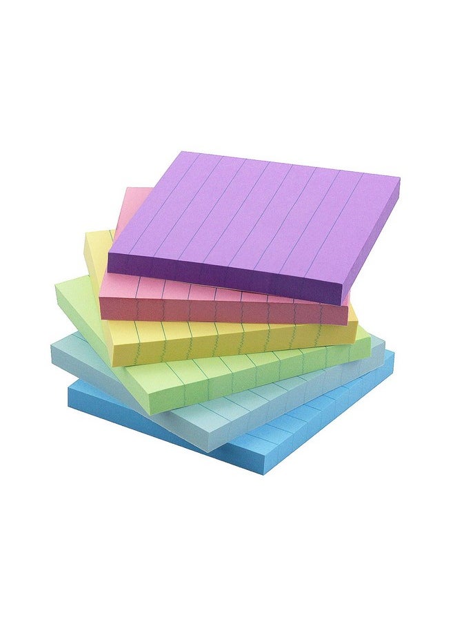 Early Buy Lined Sticky Notes With Lines 4X4 Self-Stick Notes 6 Candy Color 6 Pads, 60 Sheets/Pad  - Image 1