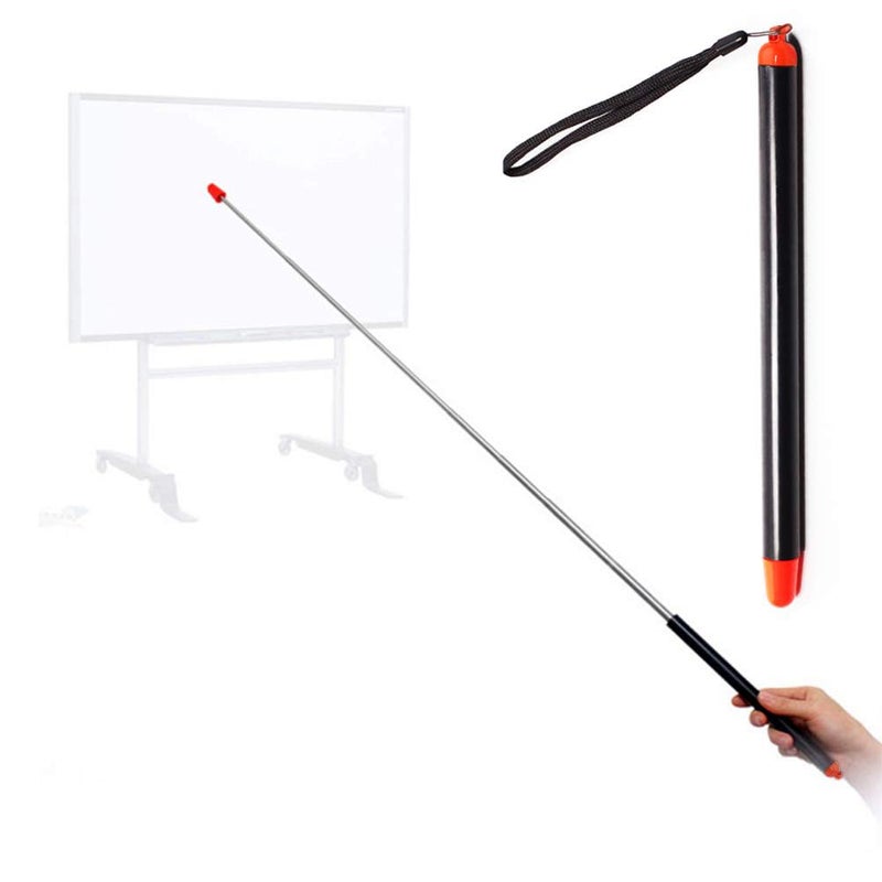 DAITET Telescopic Teachers Pointer,Teaching Pointer Stick for Classroom,Metal Hand Retractable Pointer Extended Length 47.2 Inch, Handheld Presenter Whiteboard Pointer (Black Orange) - Image 1