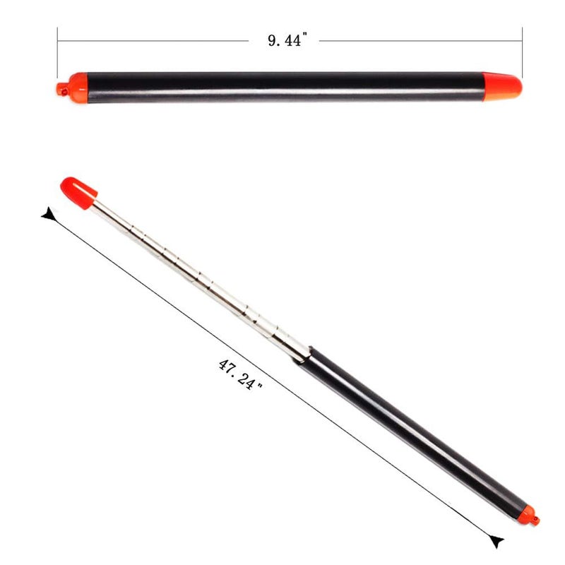 DAITET Telescopic Teachers Pointer,Teaching Pointer Stick for Classroom,Metal Hand Retractable Pointer Extended Length 47.2 Inch, Handheld Presenter Whiteboard Pointer (Black Orange) - Image 2