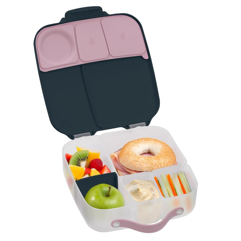 b.box Kids Lunch Box - 4 compartments (2 Leak-proof) Bento Box with Cold Pack & Removable Divider Reusable Snack Containers with Lids, Snack Box for Toddlers & Older Kids 8 1/2 cups (Indigo Pink) - Image 1