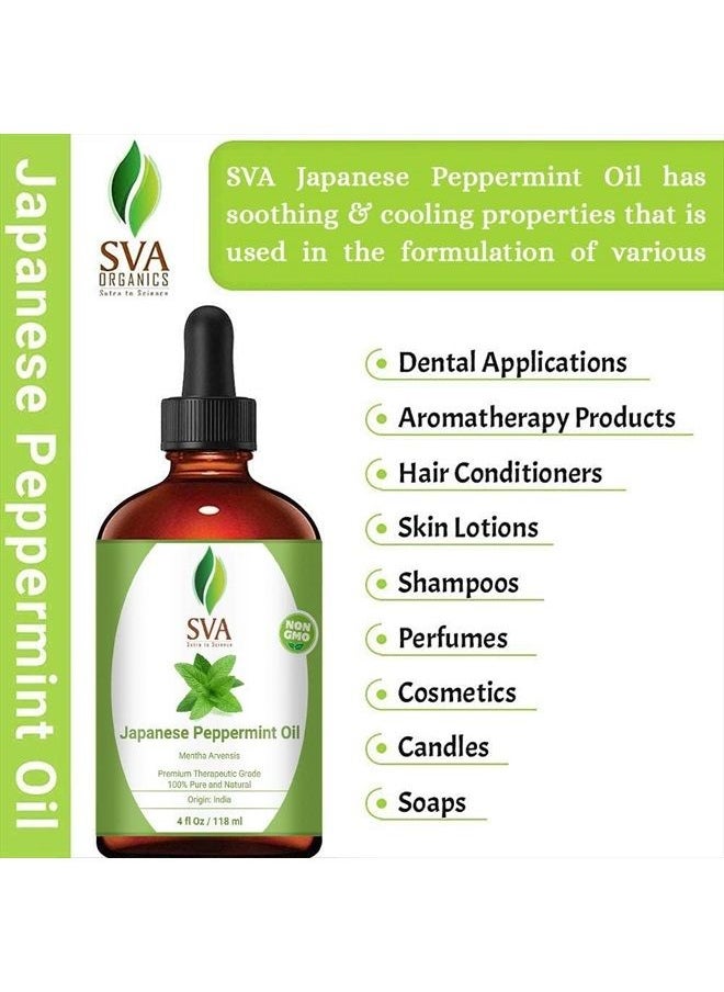 SVA Organics - SVA Japanese Peppermint Essential Oil 4 Oz - 100% Pure, Natural & Premium Therapeutic Grade for Diffuser, Skincare, Haircare, Body Massage, Aromatherapy, Soaps & Candles - Image 1