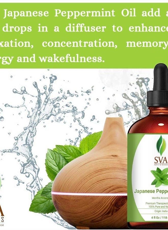 SVA Organics - SVA Japanese Peppermint Essential Oil 4 Oz - 100% Pure, Natural & Premium Therapeutic Grade for Diffuser, Skincare, Haircare, Body Massage, Aromatherapy, Soaps & Candles - Image 1