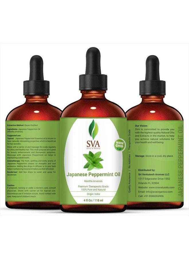 SVA Organics - SVA Japanese Peppermint Essential Oil 4 Oz - 100% Pure, Natural & Premium Therapeutic Grade for Diffuser, Skincare, Haircare, Body Massage, Aromatherapy, Soaps & Candles - Image 1