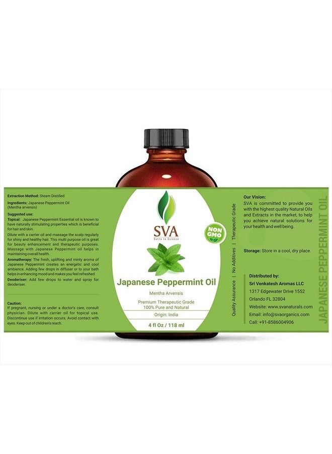 SVA Organics - SVA Japanese Peppermint Essential Oil 4 Oz - 100% Pure, Natural & Premium Therapeutic Grade for Diffuser, Skincare, Haircare, Body Massage, Aromatherapy, Soaps & Candles - Image 1