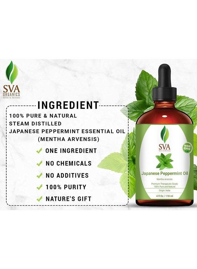 SVA Organics - SVA Japanese Peppermint Essential Oil 4 Oz - 100% Pure, Natural & Premium Therapeutic Grade for Diffuser, Skincare, Haircare, Body Massage, Aromatherapy, Soaps & Candles - Image 1