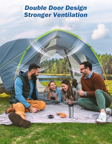 JOYTUTUS SUV Tent for Camping with Rainfly, Double Door Design Car Tent with Aluminum Poles, SUV Tailgate Tent with Waterproof PU2000mm Double Layer for 4-8 Person, Green - Image 3
