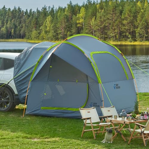 JOYTUTUS SUV Tent for Camping with Rainfly, Double Door Design Car Tent with Aluminum Poles, SUV Tailgate Tent with Waterproof PU2000mm Double Layer for 4-8 Person, Green - Image 1