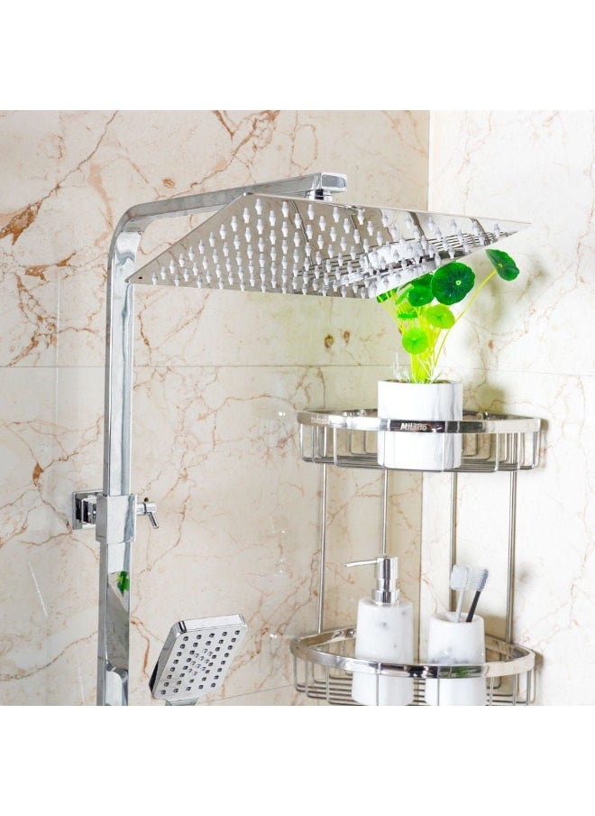 DANUBE HOME Milano Zion Rain Shower Column Complete Set - Chrome Finish Solid Brass Pressure Balancing Showerhead Mixer Wall Mounted Rainfall Shower System For Bathroom With Adjustable Handheld Shower  - Image 4