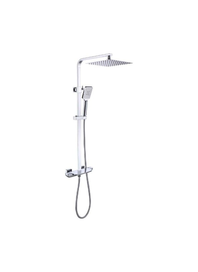DANUBE HOME Milano Zion Rain Shower Column Complete Set - Chrome Finish Solid Brass Pressure Balancing Showerhead Mixer Wall Mounted Rainfall Shower System For Bathroom With Adjustable Handheld Shower  - Image 2