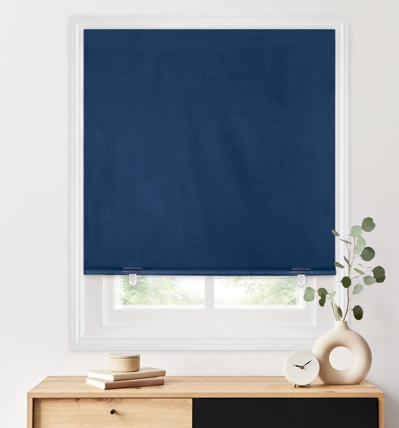 LazBlinds 100% Blackout Roller Shades, No Tools No Drill Cordless Blinds for Windows, Thermal Insulated UV Protection Privacy Window Shades for Bedroom (36''W x 72''H, Navy Blue) - Image 1