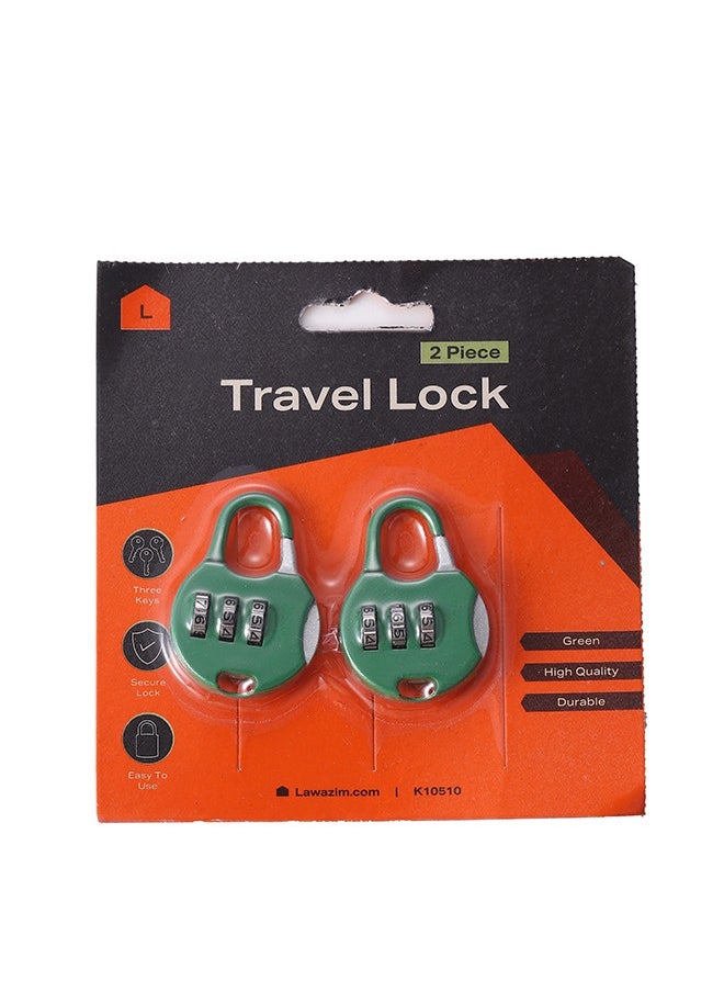 LAWAZIM Travel lock - Green 2 Piece| Digit Combination Padlocks with a Hardened Steel Shackle - Travel Locks for Suitcases & Baggage  - Image 4