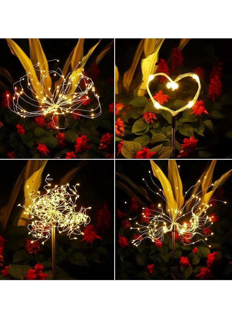 SYOSI أضواء شمسية خارجية أضواء حدائق شمسية أضواء ألعاب نارية شمسية أضواء زينة مائية لعيد الميلاد 2 وضع إضاءة شكل دي آي واي أضواء المناظر الطبيعية للحديقة والفناء والعشب والحفلات 2 عبوة (أبيض دافئ) - Image 3