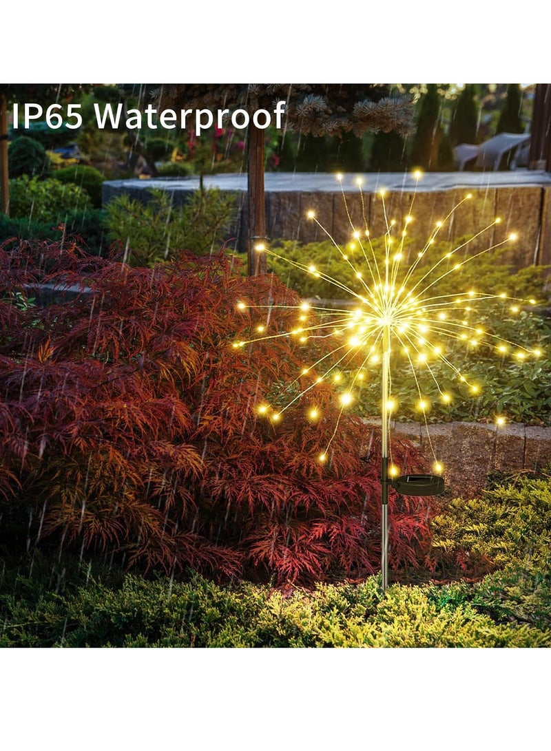 SYOSI أضواء شمسية خارجية أضواء حدائق شمسية أضواء ألعاب نارية شمسية أضواء زينة مائية لعيد الميلاد 2 وضع إضاءة شكل دي آي واي أضواء المناظر الطبيعية للحديقة والفناء والعشب والحفلات 2 عبوة (أبيض دافئ) - Image 5