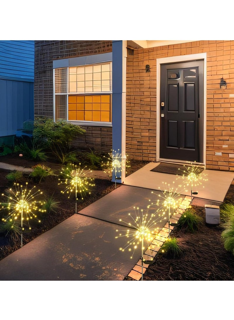 SYOSI أضواء شمسية خارجية أضواء حدائق شمسية أضواء ألعاب نارية شمسية أضواء زينة مائية لعيد الميلاد 2 وضع إضاءة شكل دي آي واي أضواء المناظر الطبيعية للحديقة والفناء والعشب والحفلات 2 عبوة (أبيض دافئ) - Image 2