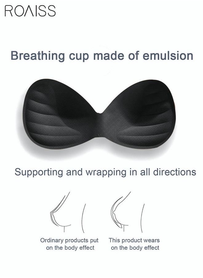 roaiss - Women's Strapless Bralette Tube Top Bras Lightweight Gathered Seamless Low-cut Backless for Wedding Dress Air Invisible Bra Sweet Comfort Underwear Soft Push Up Lingerie Black - Image 1