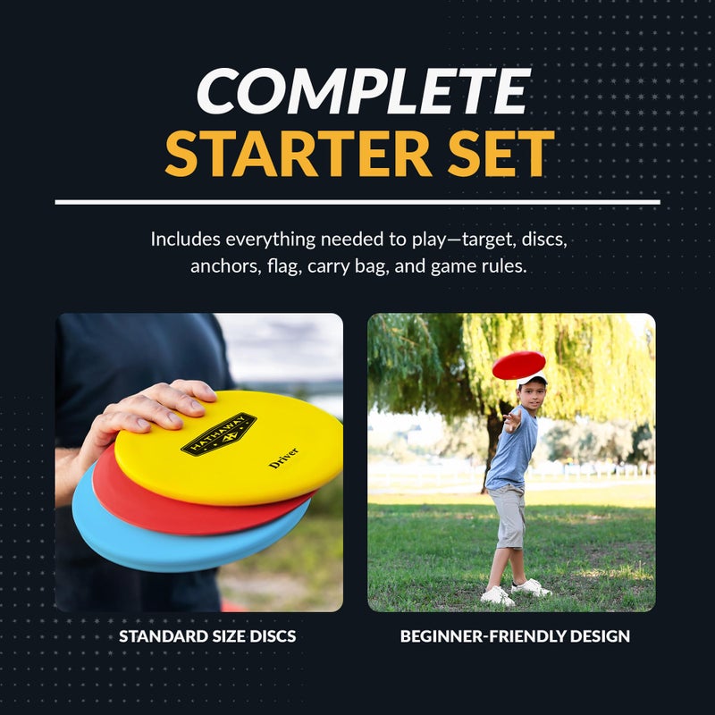 Hathaway 6-Player Disc Golf Set for Family â€“ Frisbee Golf Basket with Weighted Discs, Sturdy Pole & Base, Chains, Anchors, Flag, Carry Bag â€“ Complete Frisbee Golf Discs Set - Image 3