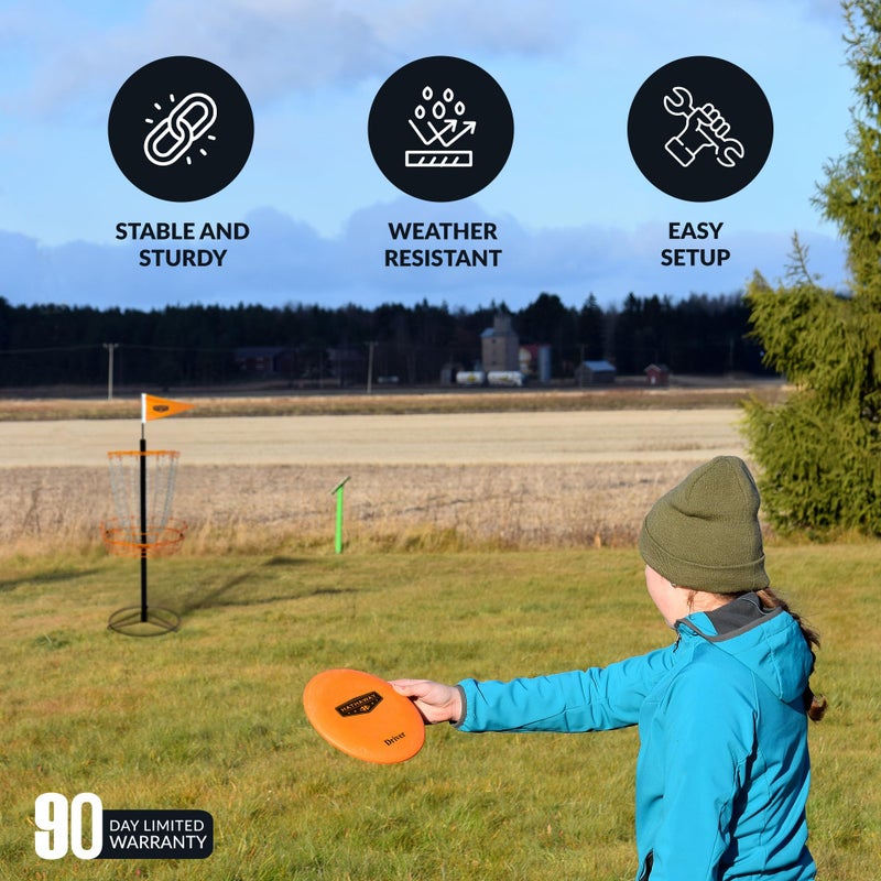 Hathaway 6-Player Disc Golf Set for Family â€“ Frisbee Golf Basket with Weighted Discs, Sturdy Pole & Base, Chains, Anchors, Flag, Carry Bag â€“ Complete Frisbee Golf Discs Set - Image 5