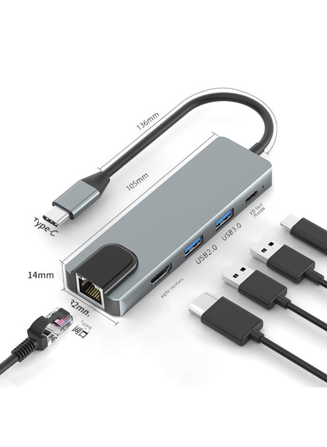 5-In-1 Type-C Expansion Dock Network Card USB C3.0 Hub HDMI 4K Notebook Computer Extension Dock Without External Power-Number Of Interfaces:12 In 1  - Image 3