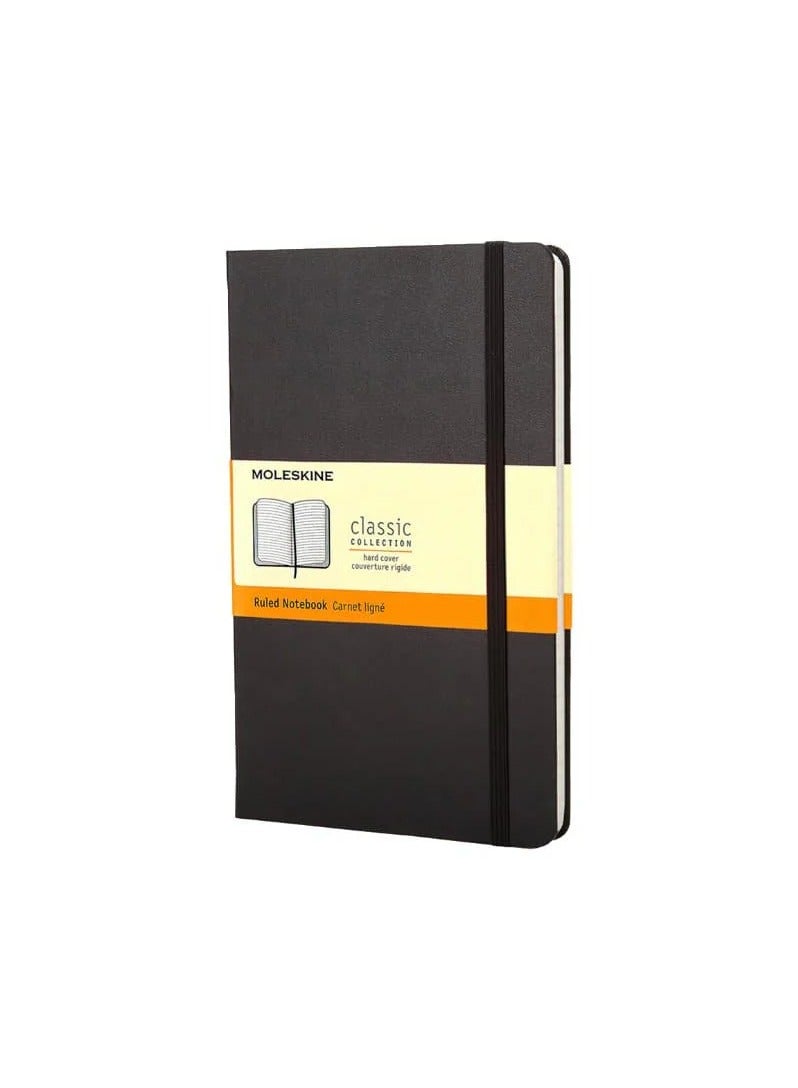 موليسكين دفتر كلاسيكي A6، غلاف مقوى، مسطر، 192 صفحة، أسود