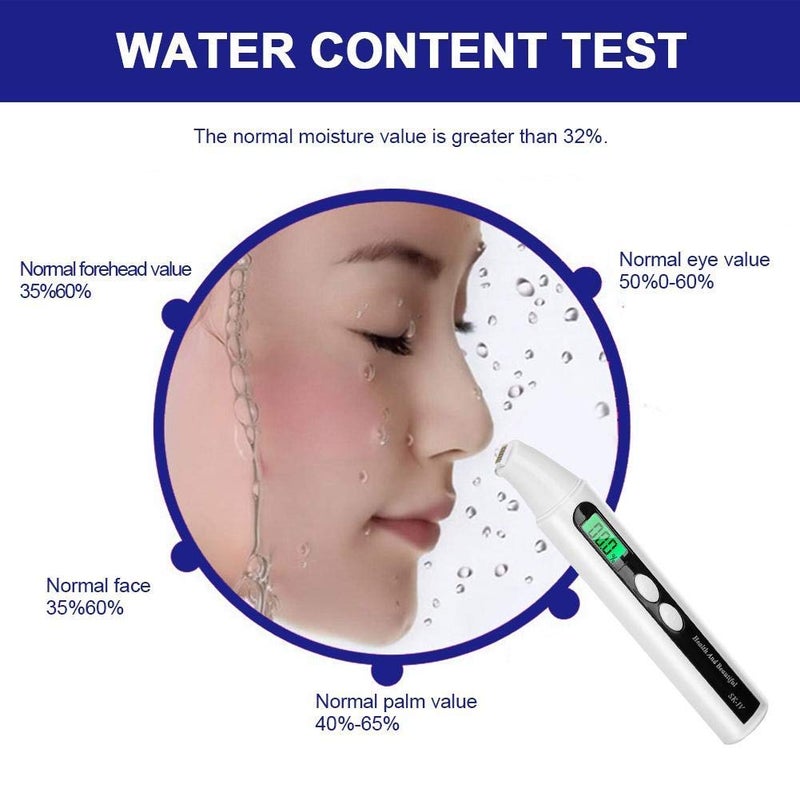 klarako Skin Moisture Analyzer Portable, 0~99.9% Skin Moisture Detector Digital LCD Skin Face Moisture Oil Analyzer Monitor Tester Detector - Image 4