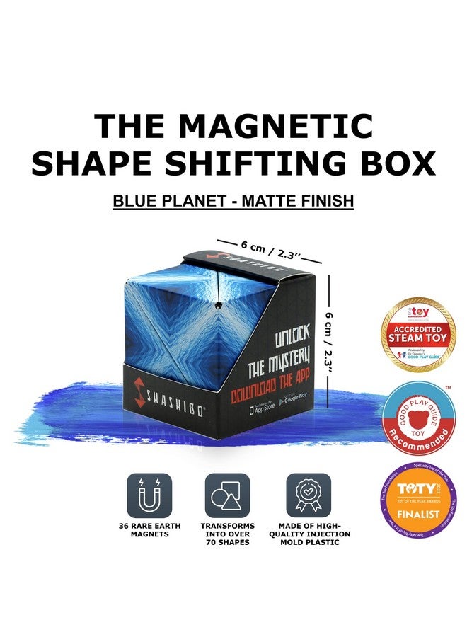 SHASHIBO Shape Shifting Box - STEM Magnetic Fidget Cube That Transforms Into Over 70 Shapes, Download Fun in Motion Toys Mobile App (Blue Planet) - Image 2